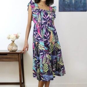 NEW BeachLunchLounge Alicia Floral Tie Back Dress Medium NWT